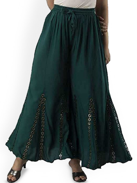 SRISARAS Women Ethnic Motifs Embroidered Knitted Ethnic Palazzos