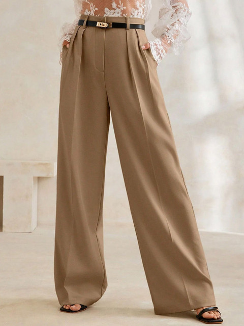 Chemistry Women Relaxed Wide-Leg Baggy High-Rise Pleated Trousers