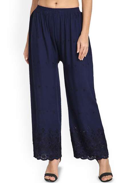 SRISARAS Women Ethnic Motifs Embroidered Flared Palazzos