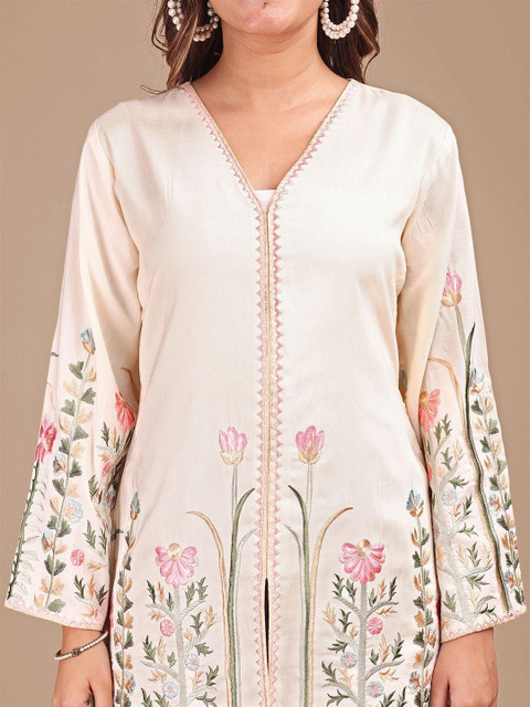 Tikhi Imli Embroidered V-Neck Tunic With Trousers Co-Ords - Image 2