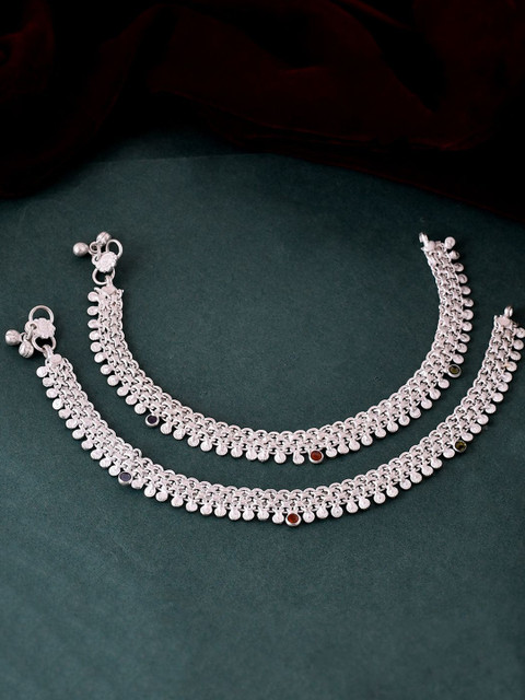 Silvermerc Designs Silver-Plated Artificial Stones and Beads Anklet