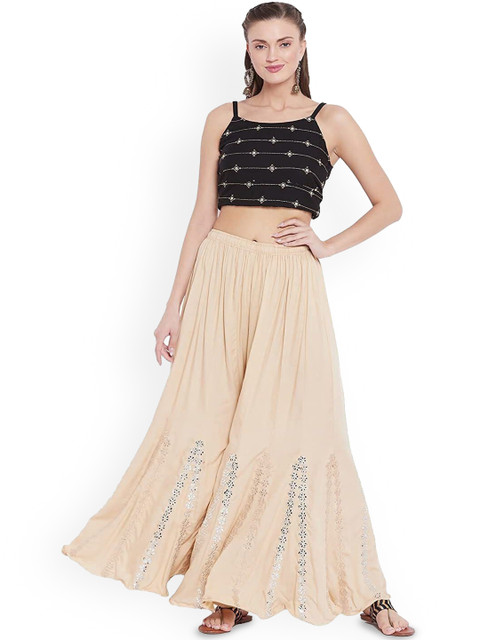 SRISARAS Women Embroidered Flared Palazzos