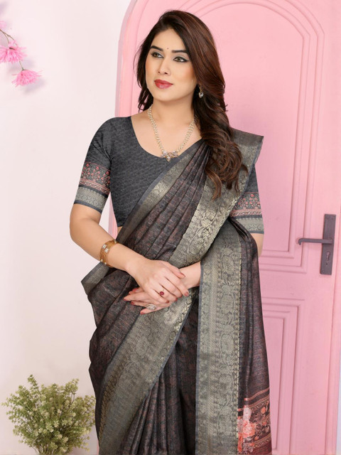 VJ FASHION Women Printed Dola Silk Blend Saree with Unstitched Blouse Piece - Image 5