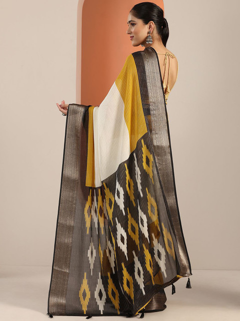 Libas Striped Zari Silk Blend Saree - Image 4