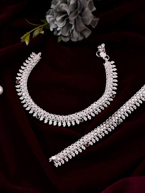 Silvermerc Designs Silver-Plated Artificial Stones and Beads Anklet