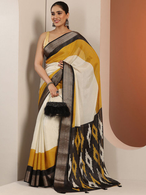 Libas Striped Zari Silk Blend Saree - Image 5