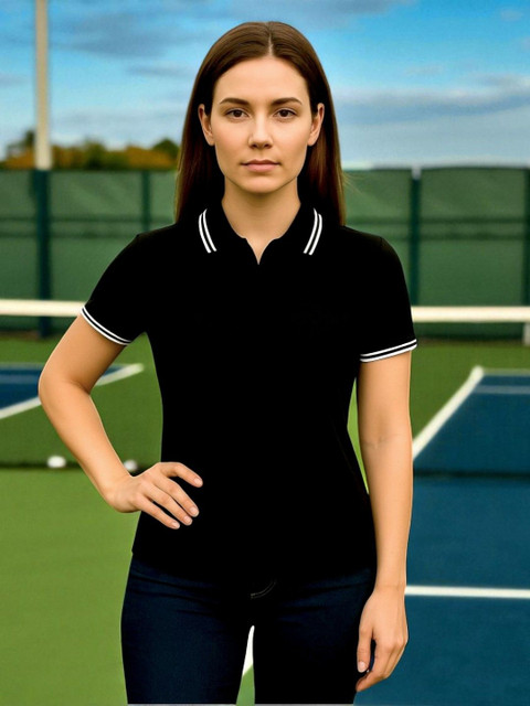 Seiyon Tex Women Solid Polo Collar Pure Cotton T-shirt