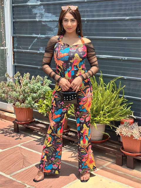 TANDUL Halter Neck Printed Basic Jumpsuit