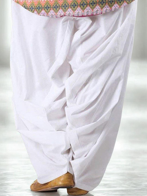 Mytrendzs White Pure Cotton Pleated Patiala Salwar