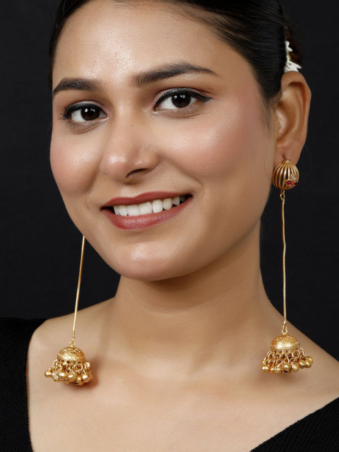 VIVAZS Rose Gold-Plated Dome Shaped Jhumkas - Image 5