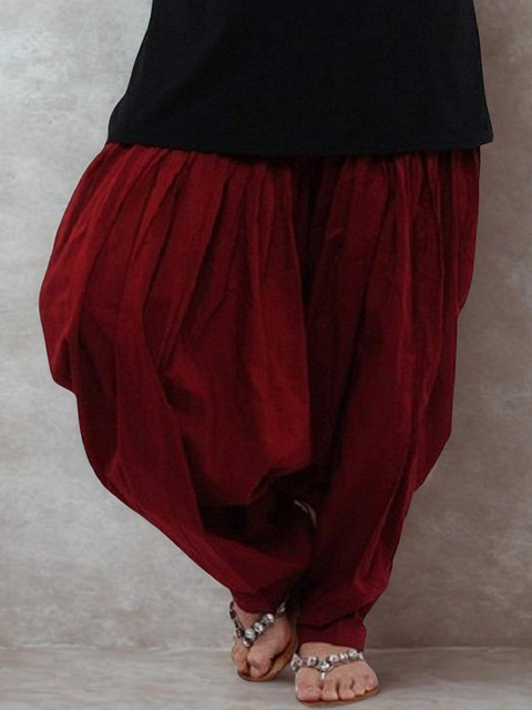 Mytrendzs Maroon Pure Cotton Pleated Patiala Salwar