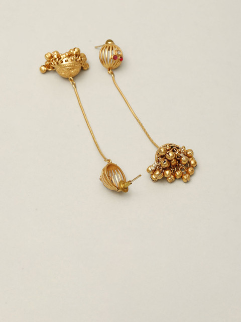 VIVAZS Rose Gold-Plated Dome Shaped Jhumkas - Image 3