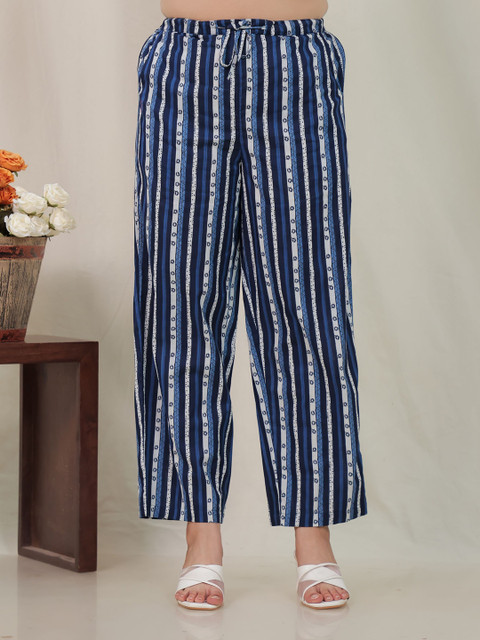 Aramya Women Striped Straight Fit Cotton Ethnic Palazzos