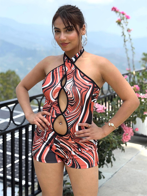 BAESD Women Printed Halter Neck Jumpsuit