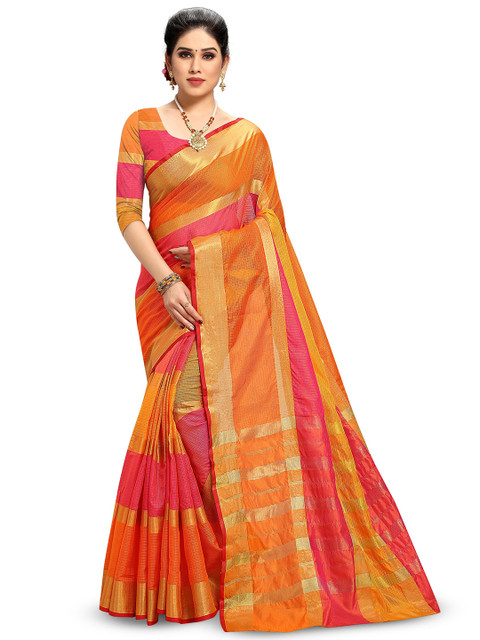 Moda Rapido Checked Woven Design Kota Doria Saree with Blouse Piece