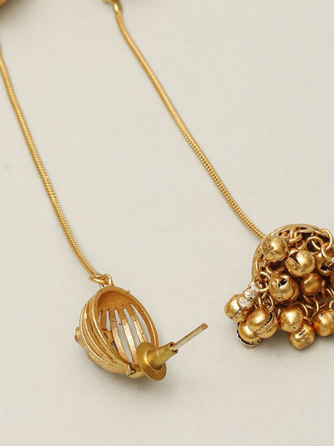 VIVAZS Rose Gold-Plated Dome Shaped Jhumkas - Image 4