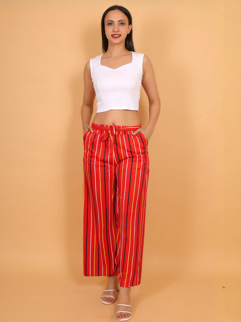 Mytrendzs Women Striped Knitted Ethnic Palazzos