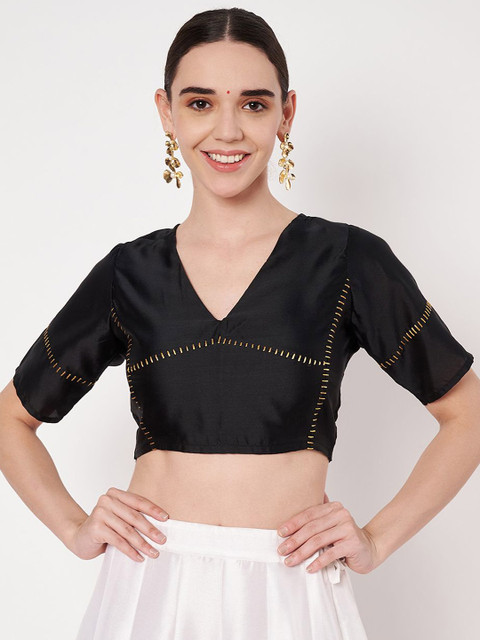 studio rasa Women Embroidered V-Neck Saree Blouse