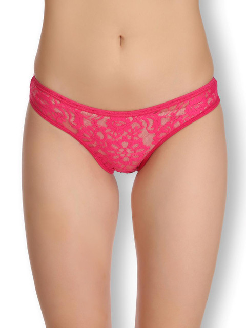 Womens Solid Net Woven Design Mid-Rise Bikini Panty - SN3906