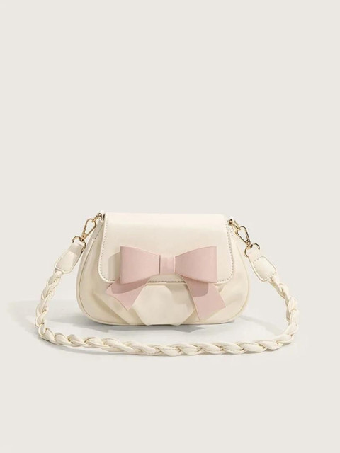 CORSICA Textured Shoulder Bag With Bow Detail