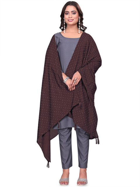 Kemza Geometric Embroidered Beads And Stones Chanderi Cotton Dupatta