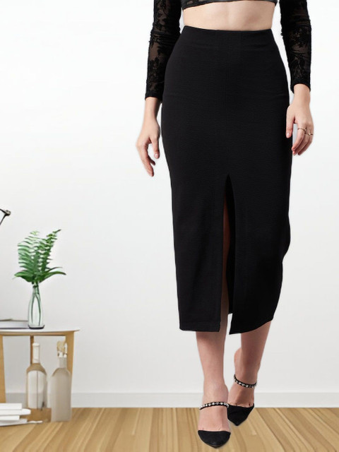all about you Front Slit Straight Midi Skirt