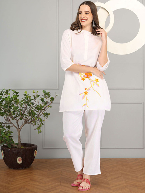 Anouk Floral Printed Cotton Tunic With Trousers Co-Ords - Image 3