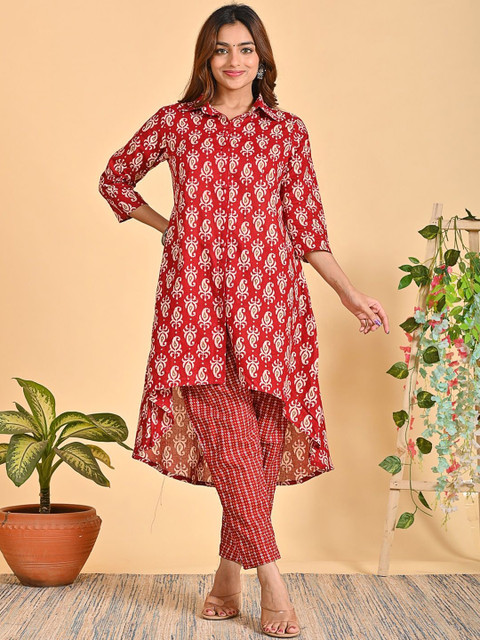 Anouk Floral Printed Cotton Tunic With Trousers Co-Ords
