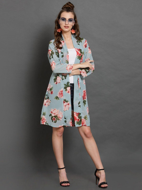 TANDUL Women Floral Printed Longline Cotton Shrug