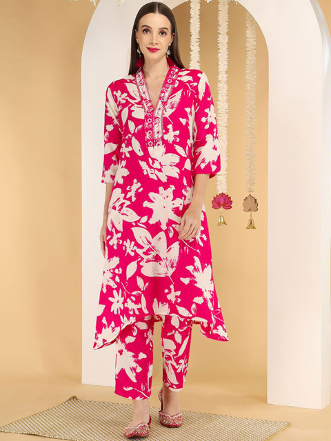 Anouk Floral Printed Cotton Tunic With Trousers Co-Ords