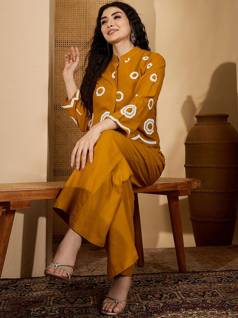 Sangria Embroidered Top With Palazzo Co-Ords