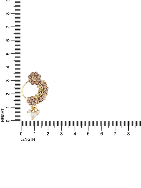 FLINGDOM Sterling Silver Stones Studded & Beads Maharashtrian Stud Nosepin - Image 4