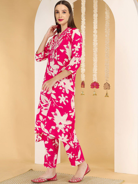 Anouk Floral Printed Cotton Tunic With Trousers Co-Ords - Image 4