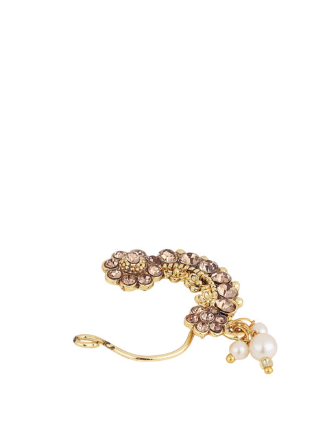 FLINGDOM Sterling Silver Stones Studded & Beads Maharashtrian Stud Nosepin - Image 3