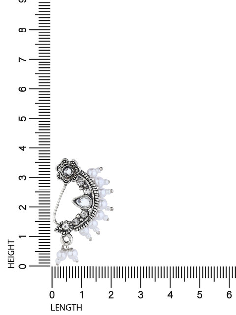 FLINGDOM Sterling Silver Stone-Studded & Beaded Oxidised Ring Nosepin - Image 4