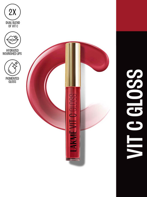 Lakme Superglow Glass Finish Hydrating Lip Gloss Oil With Vitamin C 2.5ml - Cherry Red C3