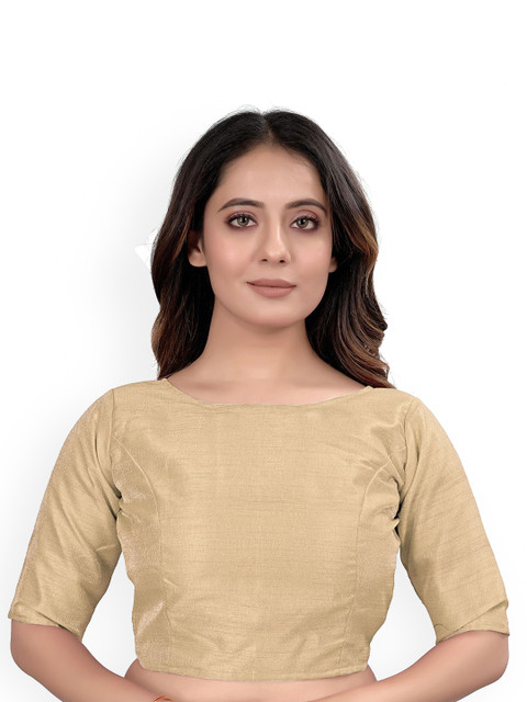 HERE&NOW Silk Boat Neck Padded Saree Blouse