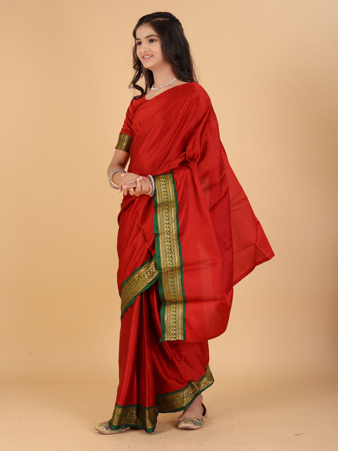 BAESD Girls Zari Border Bhagalpuri Saree with Blouse Piece - Image 3