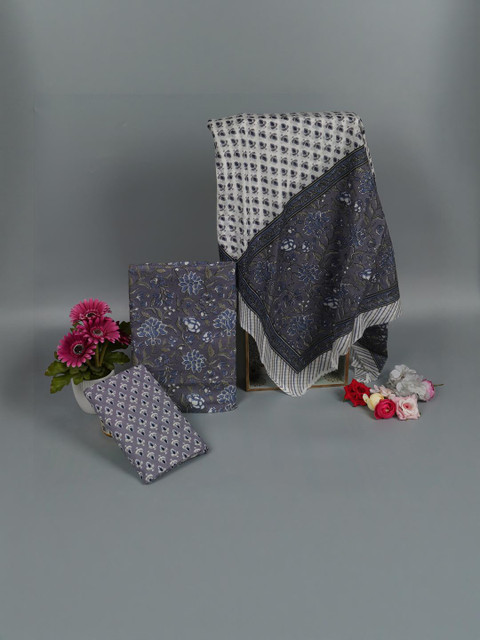 Kwatchi Printed Pure Cotton Floral Printed Unstitched Dress Material