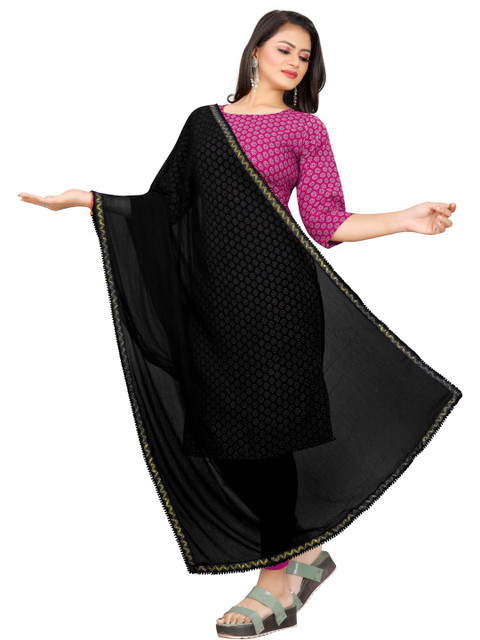 EBADAT Chiffon Black Solid Dupatta