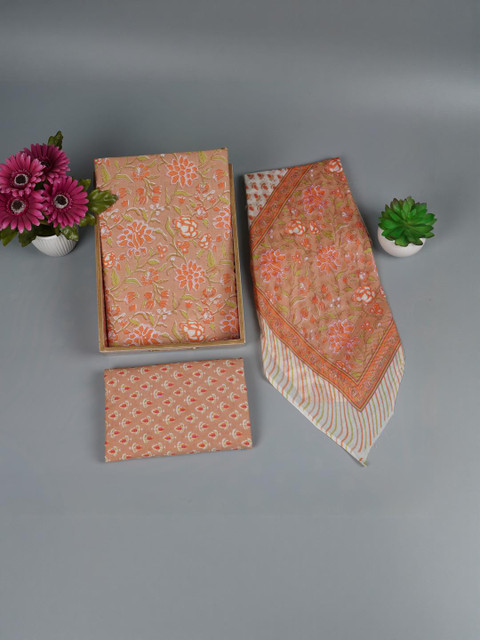 Kwatchi Printed Pure Cotton Unstitched Dress Material