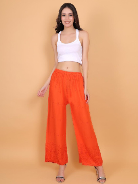 Mytrendzs Women Chikankari Embroidered Palazzo