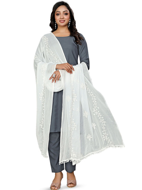 Kemza Women Floral Embroidered Ikat Dupatta