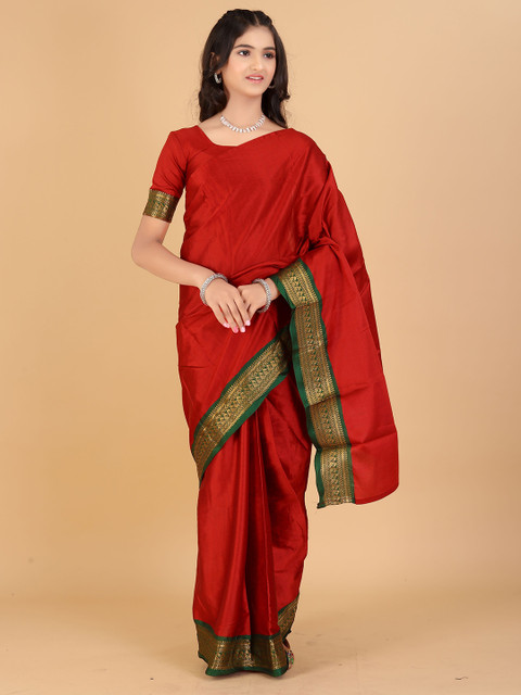 BAESD Girls Zari Border Bhagalpuri Saree with Blouse Piece