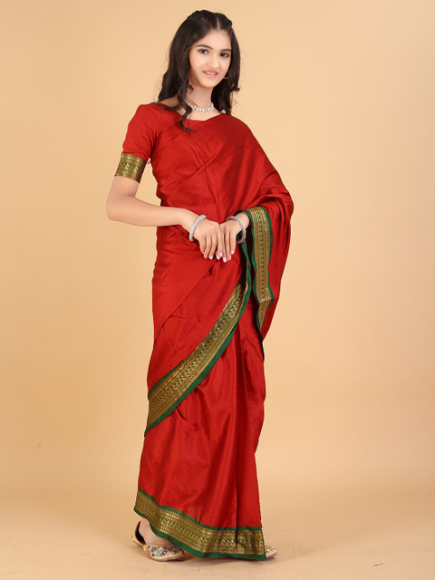 BAESD Girls Zari Border Bhagalpuri Saree with Blouse Piece - Image 2