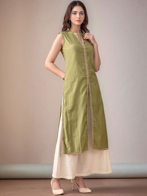 Sangria Women Solid Kurta with Palazzos