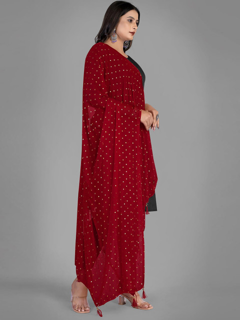 Kemza Polka Dots Foil Printed Chiffon Dupatta - Image 3