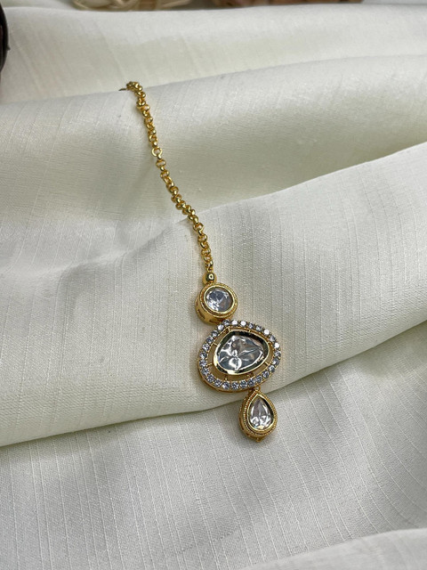Anouk Gold-Plated Artificial Stones Studded Maang Tikka