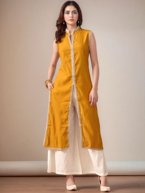 Sangria Women Solid Kurta with Palazzos