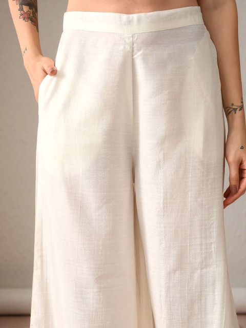 Sangria Self Design Shoulder Strap Peplum Top & Trousers Co-Ords - Image 7